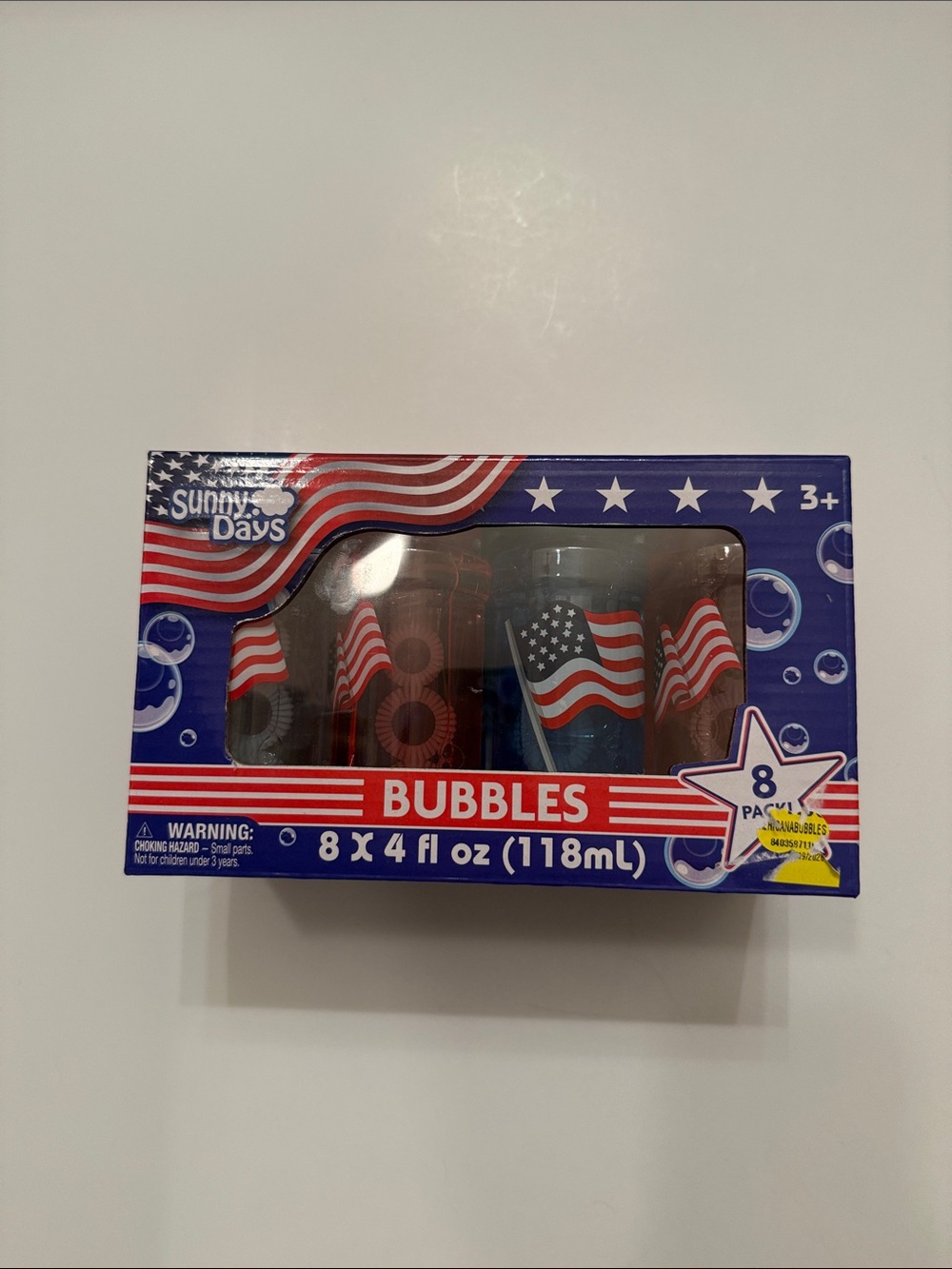 Red, White & Blue Bubble Pack - 8 Pack, New